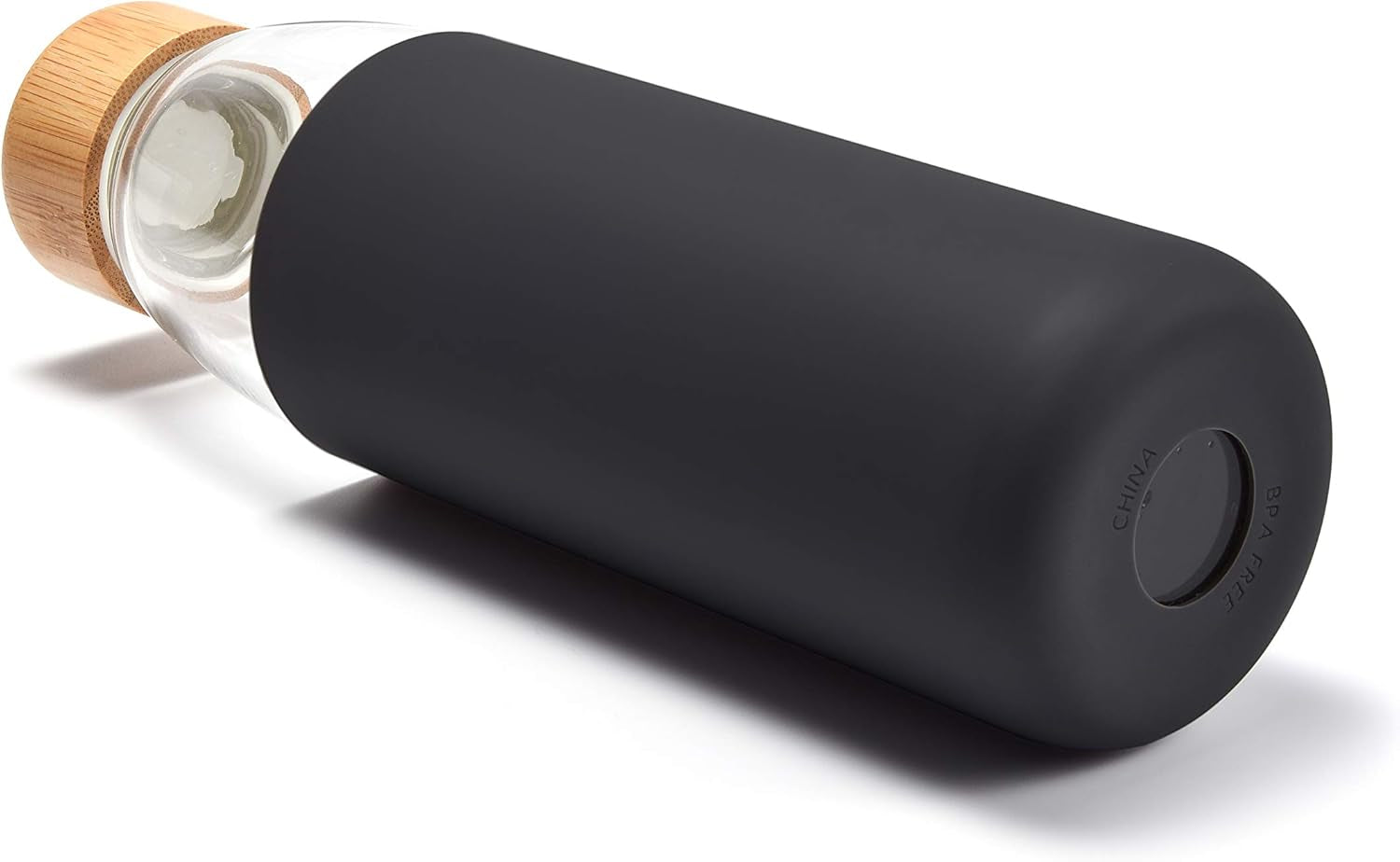 18 Oz Borosilicate Glass Water Bottles with Bamboo Lid, BPA-FREE, Non-Slip Silicone Sleeve, and Stainless Steel Leak Proof Lid - Reusable Glass Bottle for Men and Women